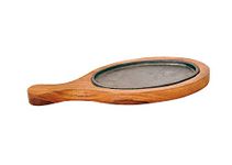 natureCRAFTS Bat Shape Cast Iron Sizzler Plate with Wooden Stand/Oval Sizzler Platter with Handle, Brown, Size 15 x 7 inch, 1 Pcs