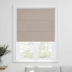 RYB HOME 100% Blackout Roman Shades for Windows, Linen Fabric Magnetic Cordless Roll up Roman Blinds for French Doors Windows Length Adjustable No Drill Easy to Install, Sand, W 36 x L 72, 1 Panel