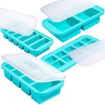 Souper Cubes Gift Set - Kitchen Set With 2 Tbsp, 1/2 Cup, 1 Cup, and 2 Cup Silicone Freezer Trays With Lids - Meal Prep and Kitchen Storage Solutions - Aqua