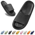 IDEINER Cloud Slides for Women Men Cozisliders Original Thick Sole Foam Sliders Anti Slip Shower Shoes for Bathroom Ladies Pillow Slippers Pool Beach Cushioned Flip Flops Black Size 3.5-4.5