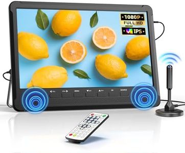 Desobry 11.5" Portable TV with Antenna Atsc Tune, 10.5" HD IPS Screen Rechargeable Small TV with Dual Speaker, Mini TV Support HDMI USB RCA Input, Battery Operated TV for Kitchen Camping Car