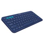 Logitech K380 Wireless Keyboard for Multi-Devices, Windows, Apple iOS, Apple TV, Android or Chrome, Bluetooth, Compact Space-Saving Design, PC/Mac/Laptop/Smartphone/Tablet, QWERTY UK Layout - Blue