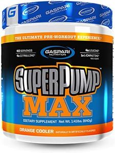 Gaspari Nutrition Super Pump Max, Pre Workout Supplement 40 Servings, Non-Habit-Forming, Sustained Energy & Nitric Oxide Booster Supports Muscle Growth, Recovery & Replenishes Electrolytes, Orange