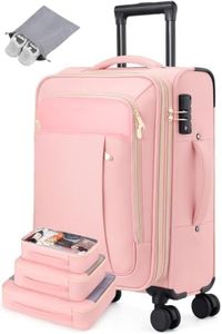 UKEIN PRO Softside Expandable Carry On Luggage, 20 Inch, 22x14x9, Airline Approved, TSA Lock, 4 Packing Bags Included, for Women and Men (Pink, 20in Carry-on)