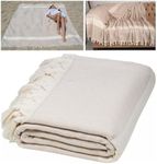 DEMMEX XXXL 90x82 inches 100% Turkish Cotton Beach Picnic Camping Blanket, Throw, Bedspread, Oversized, Multipurpose, Diamond Weave, Made in Turkey, 3lb of 100% Pure Soft Turkish Cotton (Beige)