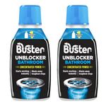 Buster Bathroom Drain Unblocker (Pack of 2 x 300ml) Fast-Acting Sink Unblocker Dissolves Hair, Sludge and Soap, Drain Cleaner Clears Blockages in Shower, Bath and Bathroom Sink Pipes - Made in UK
