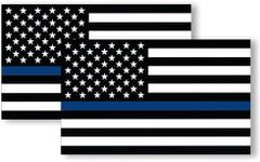 Thin Blue Line American Flag Stickers, 3x5 Inch, 2 Pack, American Flag Decals for Trucks, Bumper, Show Patriotic Support of Police and Law Enforcement, American Flag Sticker for Car, Made in USA