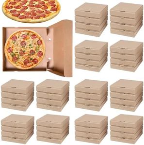 RHBLME 30 Pack Kraft Pizza Boxes Bulk, 7.3" x 7.3" x 1.6" Small Pizza Boxes Corrugated Cardboard Boxes, Reusable Pizza Box Oven Takeaway Packaging Boxes Keeps Pizza Cake Cookies Fresh