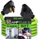 Gearit 50A Amp RV Extension Cord Heavy Duty Cable - Male (NEMA 14-50P) Female (NEMA 14-50R)