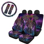 Biyejit Tribal Elephant Car Seat Covers Full Set for Women Back Seat Cover Blanket with Universal Steering Wheel Cover & Seat Belt Cover for Car Suv Sedan