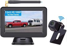 Yakola W9 1080P Digital Wireless Backup Camera,Rear-View Camera 5’’Monitor,High-Speed Observation System,Night Vision,Guild Lines ON/Off, Dual Channel,for 12V-24V Cars,Campers,Trailers,Motorhomes