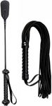 DERINODEM Riding Set Whip Crop Riding Whips for Horses, Leather Riding Crop, Horse Crop Whip, Faux Whip, Black Horse Whip Leather, Crops for Horses, Horse Crop Black, Whip and Riding Crop