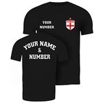 lepni.me Mens Personalised T-Shirt England Football Jersey with Your Name and Number | English Flag Badge | Football Championship (XL Black Multi Color)