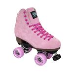 Sure-Grip Boardwalk Unisex Outdoor Roller Skates Material of Leather, Rubber, Suede & Aluminum Trucks | Comfortable, Extra Long Laces - Suitable for Beginners (Teaberry, Mens 5 / Womens 6)