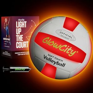 GlowCity LED Volleyball - Size 5 Light Up Glow in The Dark Volleyball with Pump and Batteries, Water-Resistant for Beach and Pool Play, Great Gift in a Colorful Box (Soft Touch Synthetic Leather)