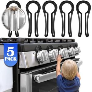 DAFUWENG Stove Knob Safety Covers for Child, Gas Stove Knob Locks, Stove Knob Safety Cover for Baby and Pet (Black)
