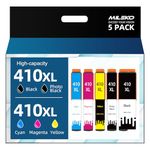 5 Pack 410XL Ink Cartridges Combo Pack Remanufactured for Epson 410XL Claria Ink T410 Works with Expression Home XP-830 XP-7100 XP-640 XP-530 XP-630 (Black, Cyan, Magenta, Yellow, Photo Black)