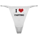 CafePress I Love Farting Classic Thong Thong Underwear, Funny Womens Panties White