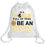 WZMPA Eggo Waffles Drawstring Backpack TV Show Fans Gift In A World Full of Tens Be An Eleven Drawstring Travel Bag For Friend Family, Be an Eleven,