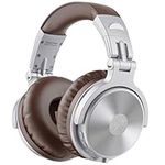 OneOdio Bluetooth Headphones Over Ear, Studio Level Sound Quality, 110 Hrs Playtime Bass Boosted Soft Memory Protein Earmuffs Foldable wireless Headphone with Mic for Cell Phone PC Music (Brown)