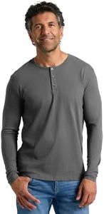 True Classic Long Sleeve Shirts for Men — Mens Long Sleeve Tee-Shirts, Henley Shirts for Men or Waffle-Knit Thermal T-Shirts - Henley - Regular, Pack of 1, Carbon, L