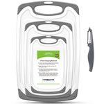 SKERITO Chopping Board Set, BPA Free Plastic Kitchen Cutting Boards with Non-Slip Feet and Deep Drip Juice Groove, Set of 3, Gray