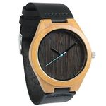 Treehut Wooden Watches for Men, Japanese Quartz Movement, Stylish Exotic Wrist Watch with Adjustable Stainless Steel Buckle, Leather Straps, Watch Made from Wood, Montre Pour Hommes