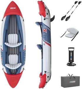 Bestway Hydro-Force Rapid X2 Inflatable 2 Person Kayak Outdoor Lake and River Water Sport Set with 2 Paddles, Hand Pump, and 2 Removable Fins