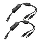 uxcell DC Power Splitter with Switch 1 Female to 2 Male 5.5mm x 2.1mm Y Adapter Cable for CCTV Camera LED Strip Light 2Pcs