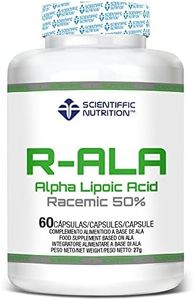 Scientiffic Nutrition - R-ALA 50%, Ácido Alfa Lipoico en Cápsulas, 250mg por Toma, Suplemento Alimenticio Antioxidante y Acelerador del Metabolismo - 60 Comprimidos.