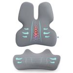 2Buds Ultimate Coccyx Seat Cushion and Lumbar Support Pillow Set - Hip Pain Relief, Cushion for Office Chair, Car Seat, Wheelchair, Travel