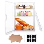 Wuciray Large Clear Bread Bin Large Double Decker Plastic Clear Bread Box Acrylic Bread Storage Containers Large Bread Bin with 50 Bread Paper for Kitchen Countertop Keeps Bread Bagels and Rolls