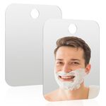 2Pcs Shower Mirror Fogless for Shaving, Small 6.7 × 5.1 inch Fogless Mirror for Wall Hanging, Portable Handheld Travel Camping Mirrors, Hanging Acrylic Wall Mirror, Shower Makeup Shave Mirror for Men