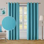 HOMEIDEAS Teal Blue Blackout Curtains 52 X96 Inch Length Room Darkening Curtains Thermal Insulated Wave Line Embossed Grommet 2 Panels Window Curtains for Living Room Bedroom