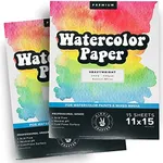 Watercolor Paper Pad 2 Pack for Water Color Paper White Heavy 140 lb Cold Pressed for Paint and Markers Pens and Artists Watercoloring Painting Sketchbook Bulk Sketch Book 11" x 15" 15 Large Sheets