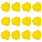 Faxco 12Pack Plastic Pom Poms Cheerleading Pom Poms Sports Dance Cheer Plastic Pom Pom for Rooters,Cheering Squard,Cheering Team (Yellow)