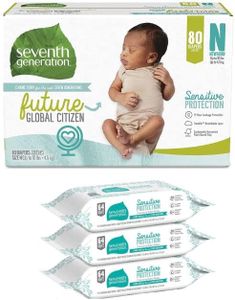 Seventh Generation Baby Diapers, Sensitive Protection, Size Newborn, 80 count