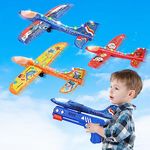 PADONISE 3 Pack Airplane Launcher Toys, Foam Airplane Toy Led Glider Catapult Plane 2 Flight Modes Flying Toy for Kids, Outdoor Sports Game Birthday Party Gifts for 3 4 5 6 7 8 9 Years Old Boys Girls