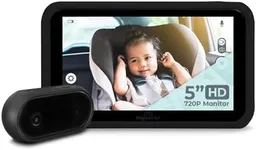 Tiny Traveler Baby Monitor - Tiny Basic Kit (TT002) - Baby Car Monitor Camera with Sound, Auto Night Vision HD 720p 5" Touchscreen LCD Monitor, Rear Facing Car Seat Camera, Black