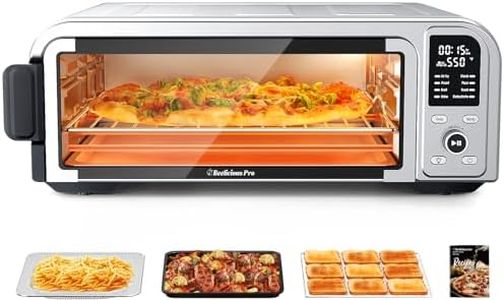 Beelicous Pro 19QT Digital 8-in-1 Air Fryer Toaster Oven, 550°F Flavor-Lock Tech, Flip Up & Away Capability, 40+ Recipes, Airfryer Countertop Oven Combo, 4 Accessories, Fit 13" Pizza, Stainless Steel
