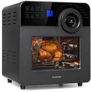Klarstein AeroVital Cube Chef Heißluftfritteuse - 1700 W Heissluftfriteuse, Airfryer mit Touchscreen, 16 Programme, 50-220 °C, 14 L, ca. 10h Zeitvorwahl, Edelstahl, Schwarz
