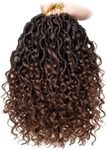 Mscat 8 Packs 10 Inch Faux Locs Crochet Hair Short Bohemian River Locs Crochet Braids Pre Looped Ombre Hippie Locs With Curly Ends Hair Extension (14Strands/Pack T30#)