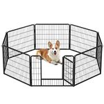 Feandrea Dog Playpen, DIY Dog Fence, 8 Panels, 23.6-Inch Tall, 2 L-Shaped Locks, Dog Play Pen for Indoor and Outdoor, Dogs, Rabbits, Chickens, Black UPPK86H