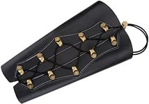 PU Leather Archery Arm Guard, Traditional Shooting Safe Strap Longbow Arrow Guard Protective Wristband Medieval Punk Bracers Viking Forearm Gear Costume for Adult Bow Hunting Women Men Boys Black