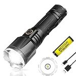 LUXNOVAQ 10000 Lumens XHP50 LED Torch, Rechargeable XHP50 LED Flashlight Handheld Flashlights with 5 Modes, Tactical Waterproof Torch Lamp for Hiking, Camping, Daily Use