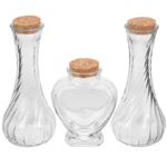 Amosfun 3pcs Unity Sand Ceremony Set, Weddings Sand Ceremony Kit Clear Thread Bottle Heart Shaped Glass Jars Container with Lid Glass Decorative Jars Drift Bottle Wishing Bottle Decor