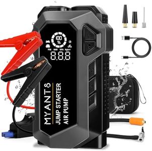 Car Battery Jump Starter with Air Compressor 4000A 12V Tyre Inflator, Power Bank Charger, Portable Jump Box Battery Booster Jumper Start Pack with USB QC 3.0,Up to 10.0L Gas/8.0L Diesel Engines