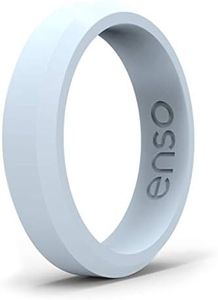 Enso Rings Bevel Thin Silicone Wedding Ring – Hypoallergenic Unisex Stackable Wedding Band – Comfortable Minimalist Band – 5.08mm Wide, 2.16mm Thick Sky Blue: 6