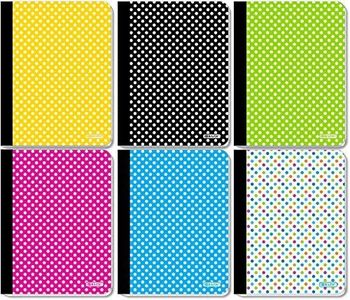 6 Pk, BAZIC 1-Subject Polka Dot Composition Notebook College Ruled