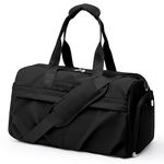 Gym Bags for Women and Girl Dance Bag Waterproof Travel Duffel Bags Workout Bag Durable Sports Carry On Holdall Bag Lightweight Handbag with Shoes Compartment&Wet Pocket&Adjustable Strap Black